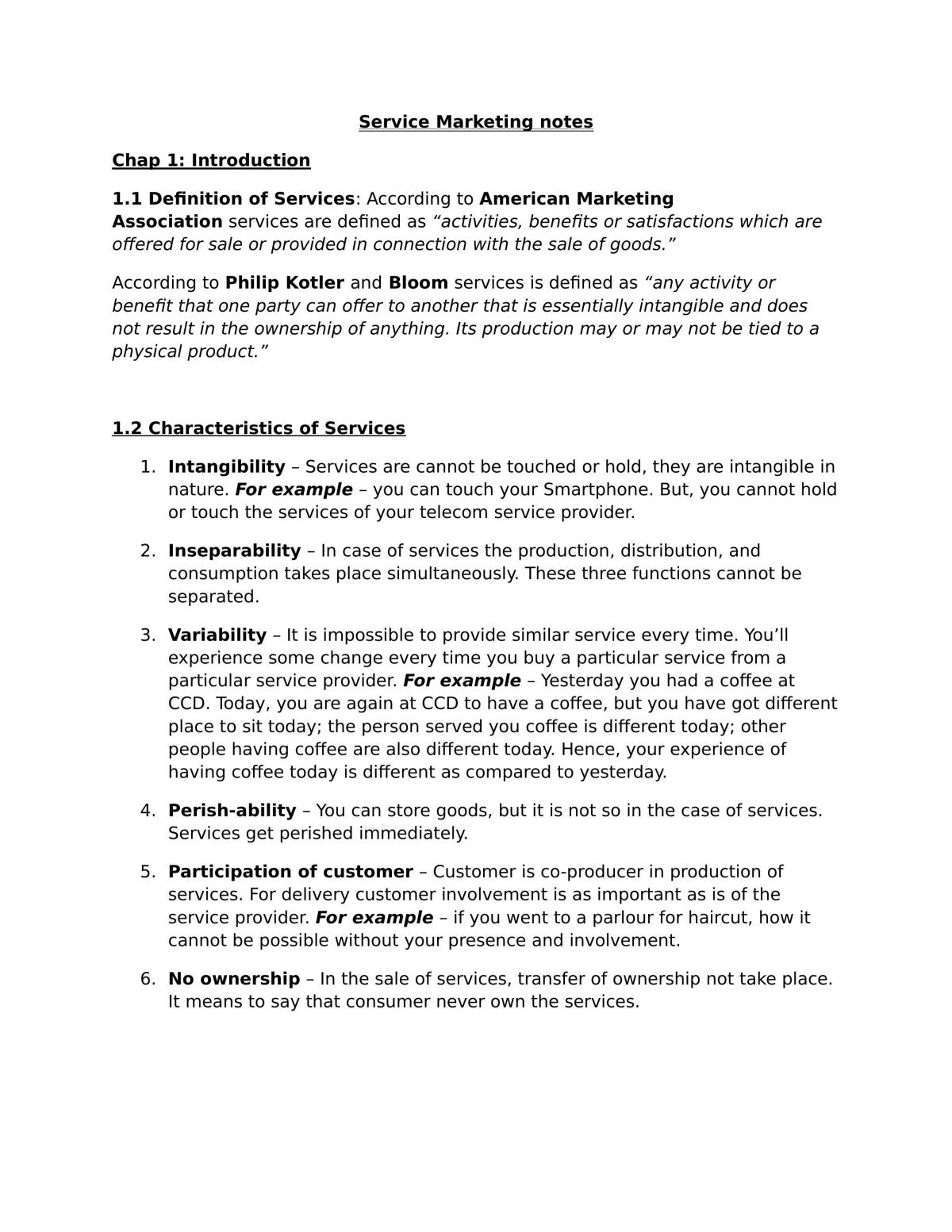 Services Marketing Notes - Page 1