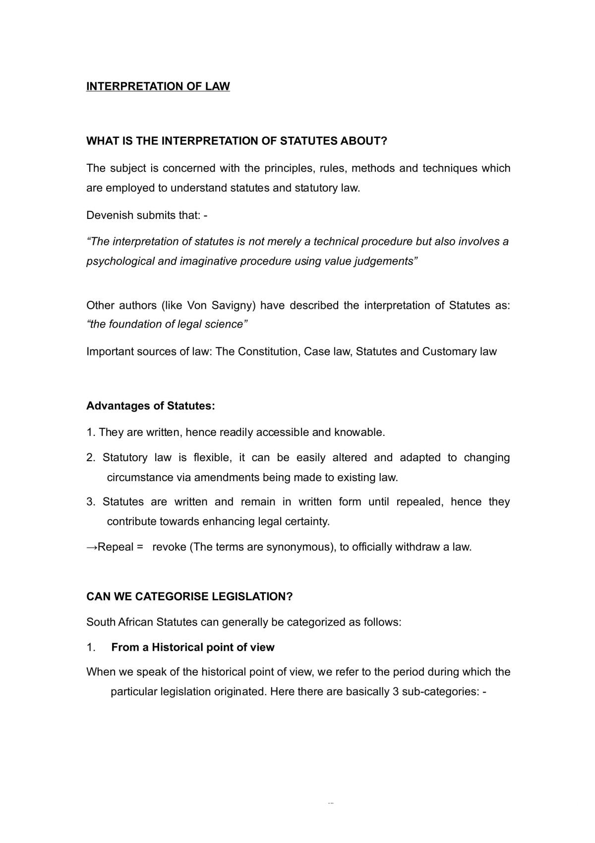 Interpretation of Law Course Notes - Page 1