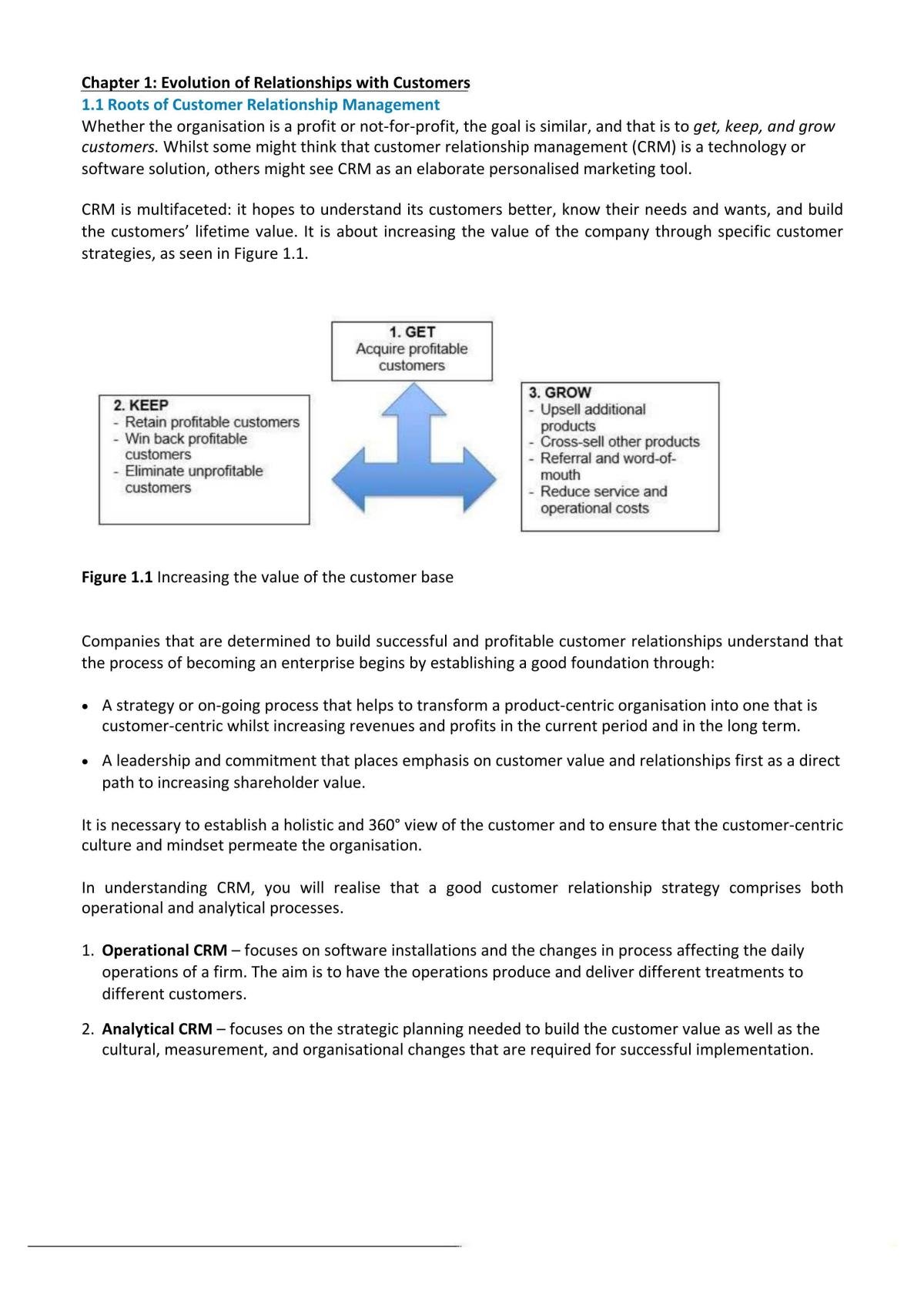 Customer Relationship Management Study Notes - Page 1