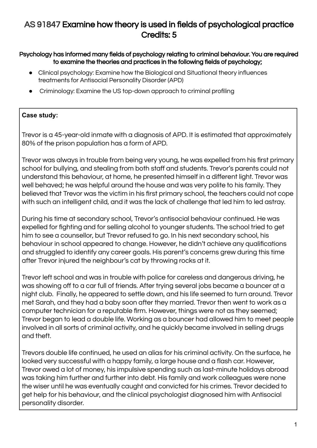 AS91847 Examine Pyschological Fields - Page 1