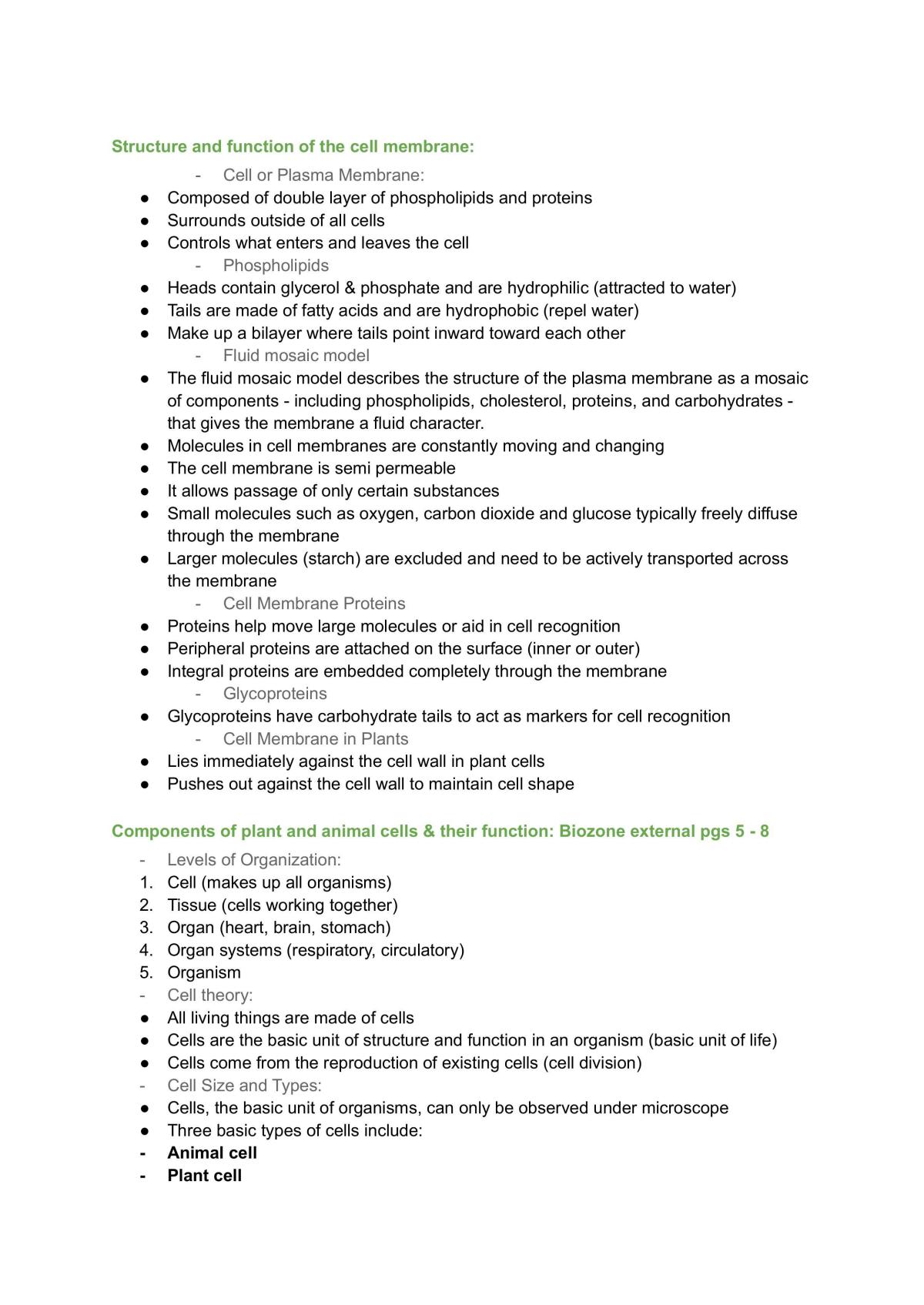 Level 2 NCEA Biology  - Page 1