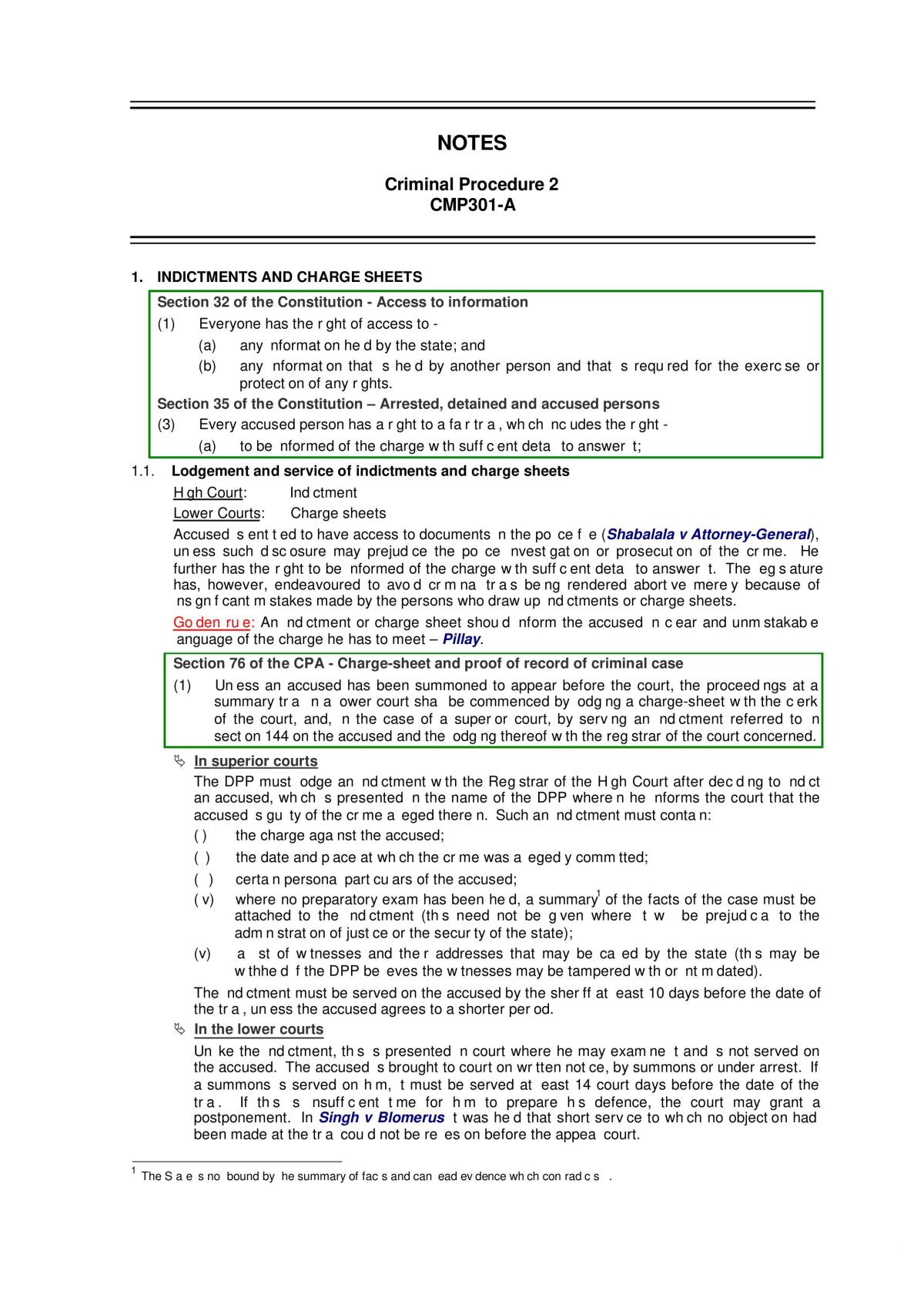 Criminal Procedure Course Notes - Page 1