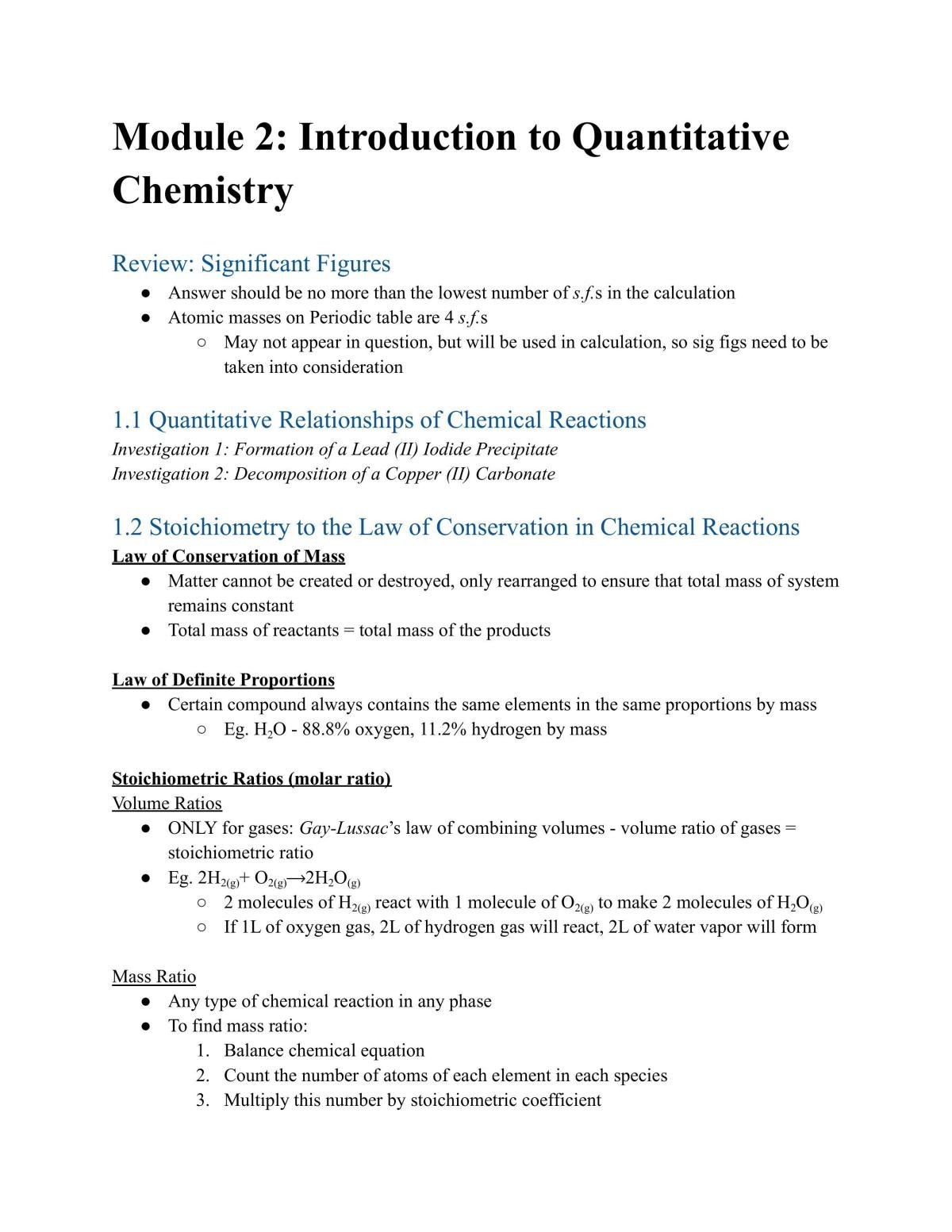 Prelim Chemistry Module 2 Notes - Page 1