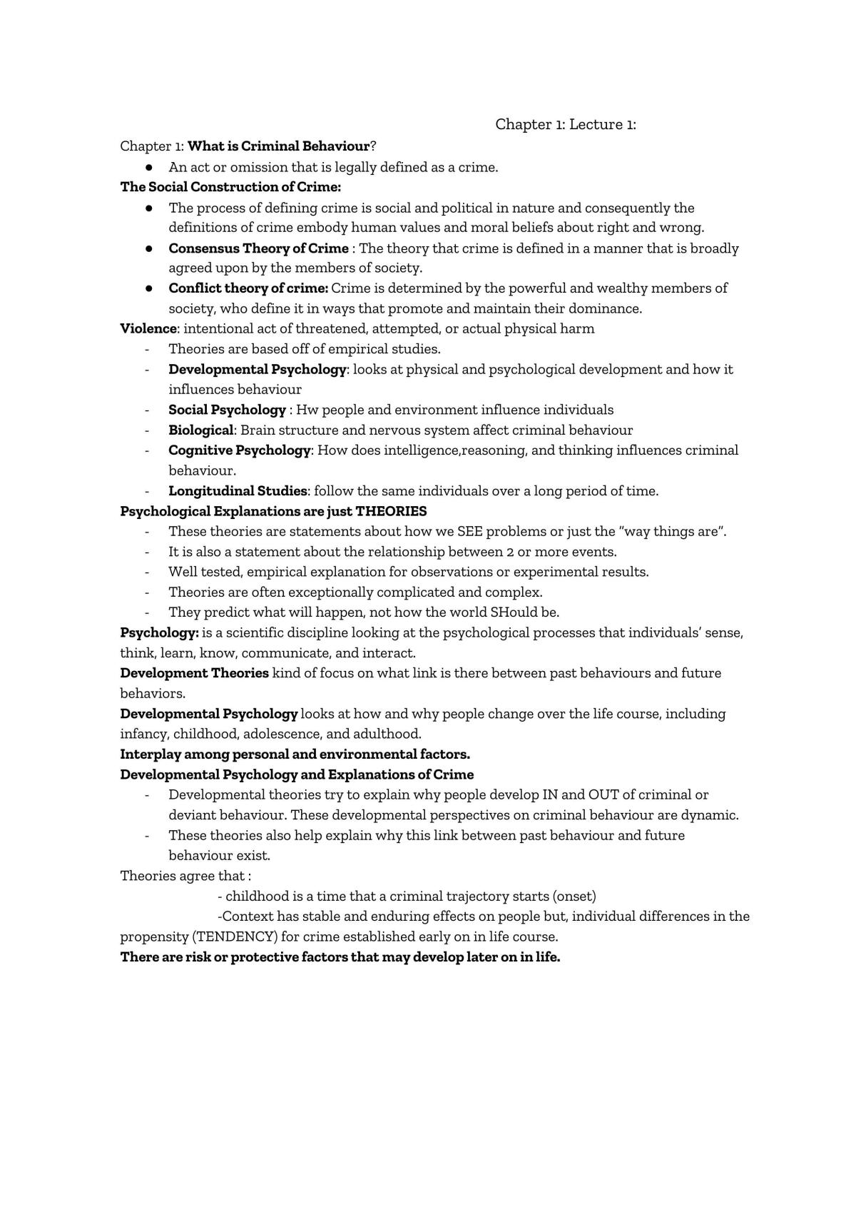 Psychological Explanations of Criminal and Deviant Behavior Study Notes - Page 1