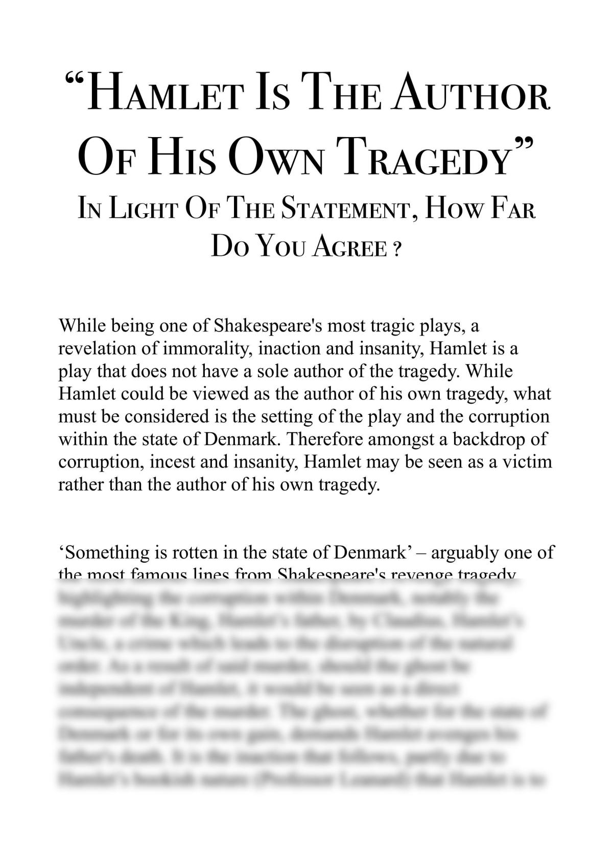 “Hamlet is the Author of His Own Tragedy” - Page 1