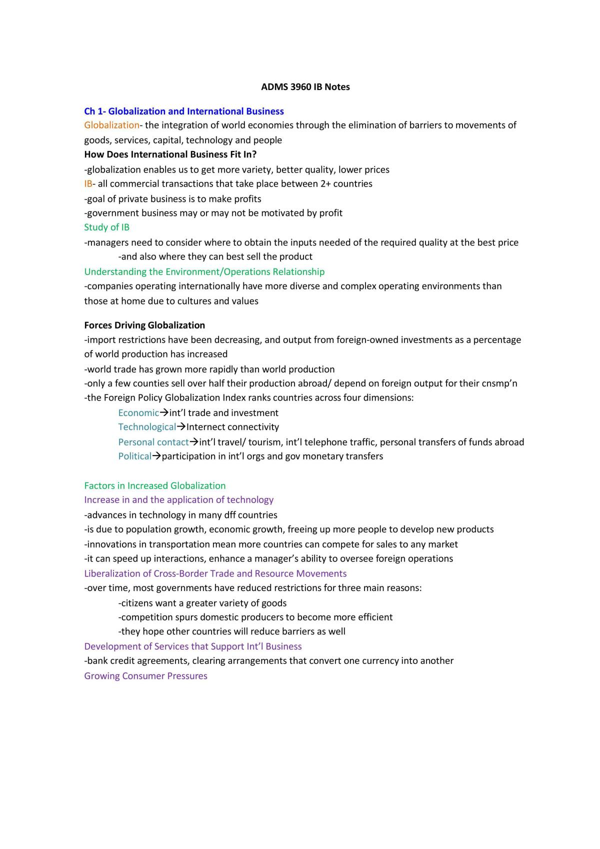 International Business Study Notes - Page 1