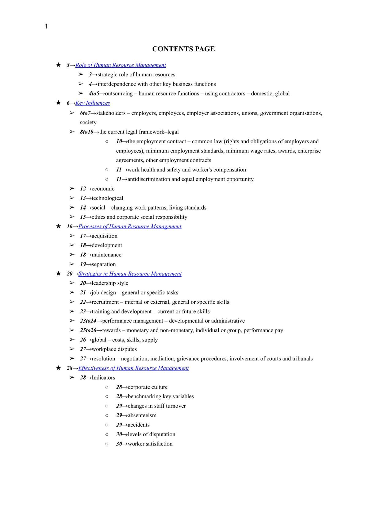 Human Resources Topic Notes - Page 1