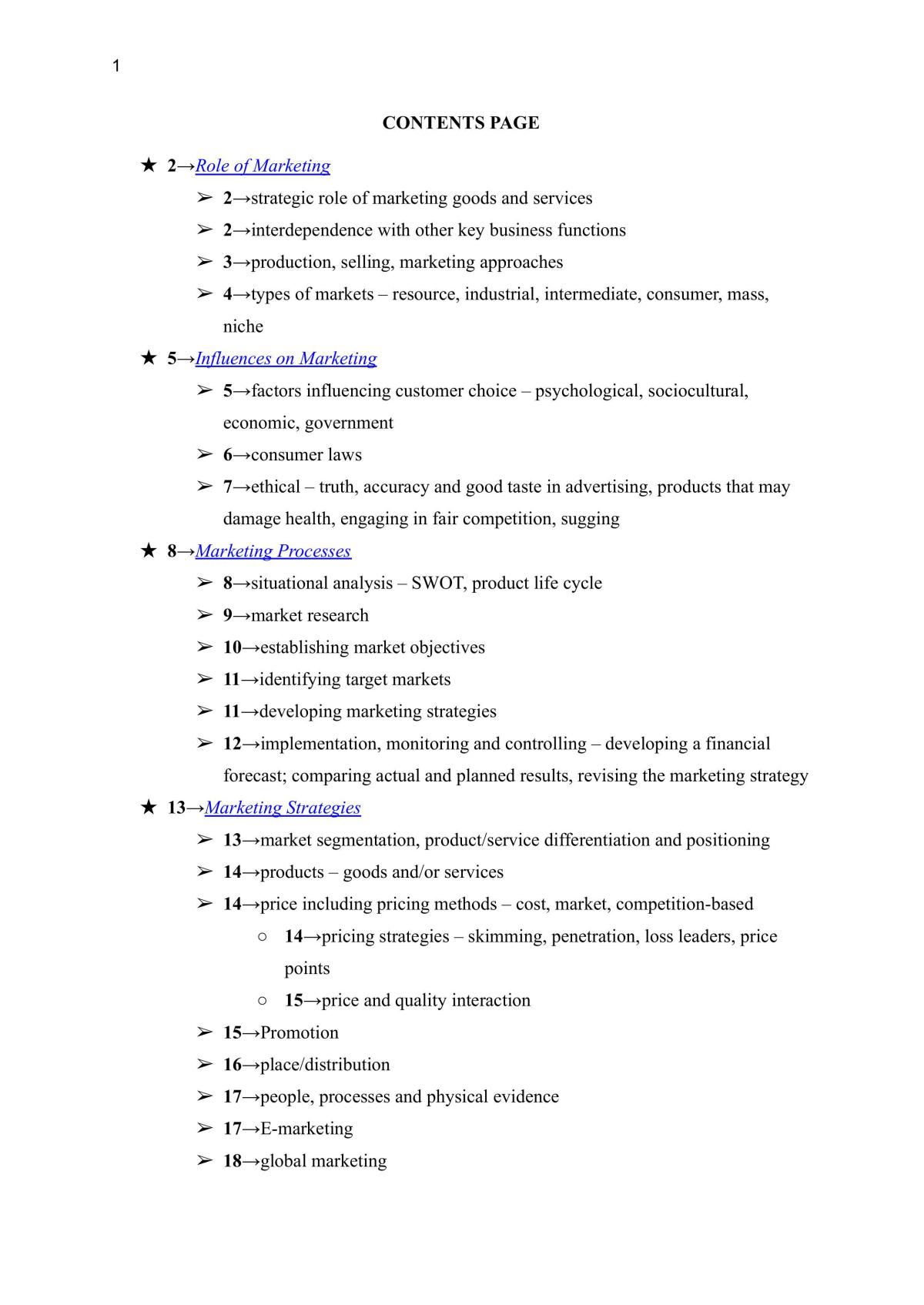 Marketing Topic Notes - Page 1