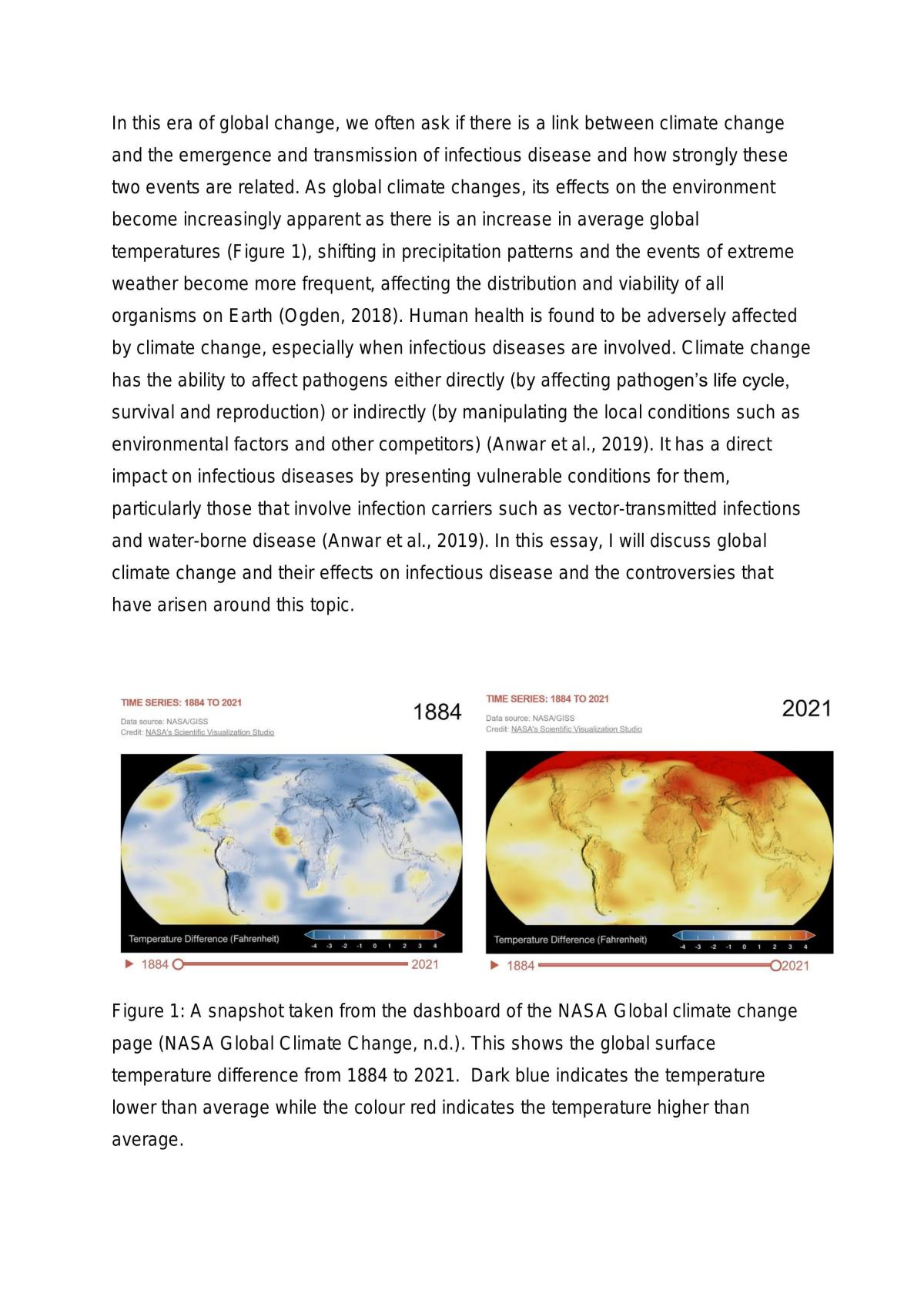Individual Coursework Essay Discussing the Effect of Climate Change on Infectious Disease - Page 1