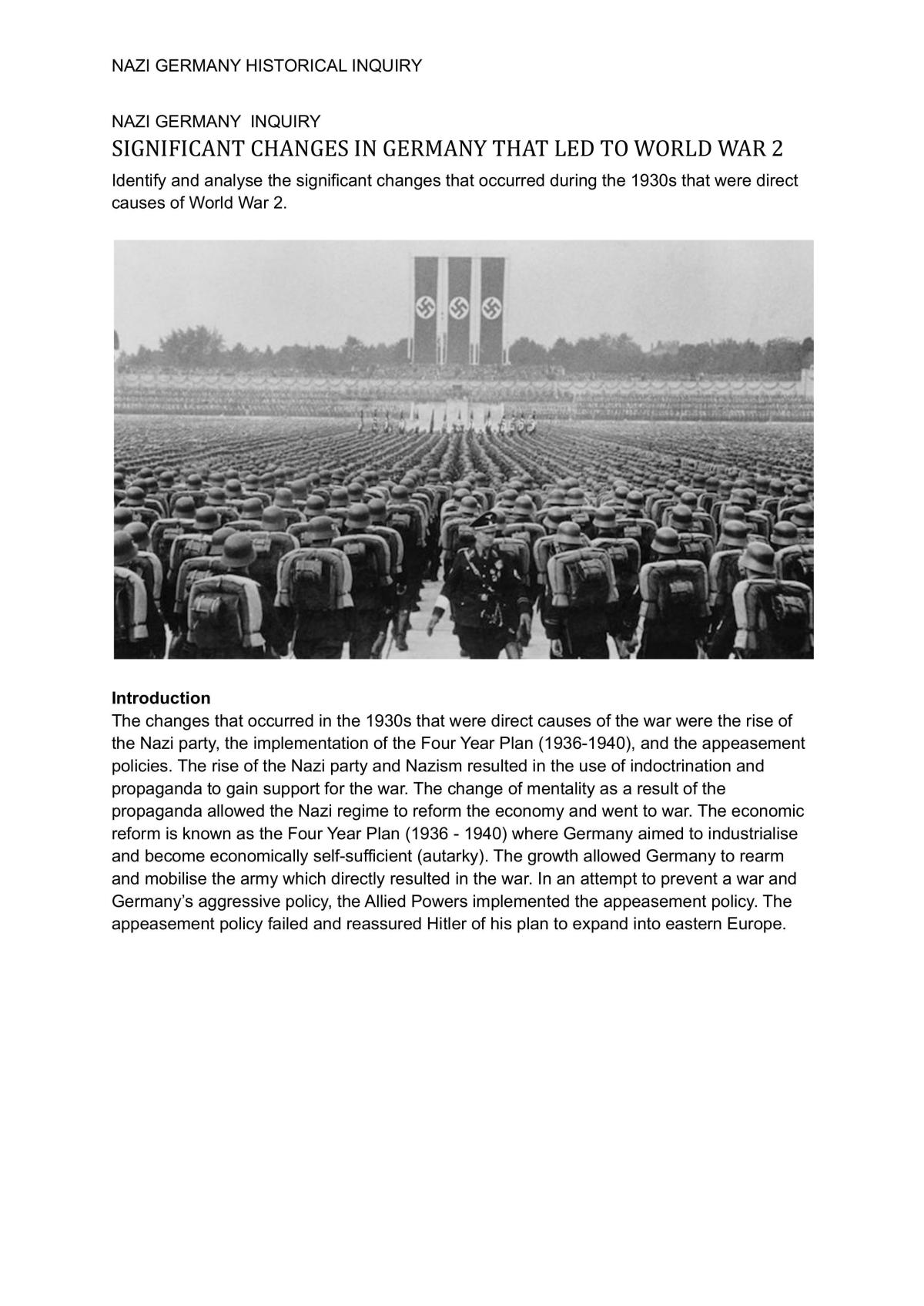 Nazi Germany Historical Inquiry  - Page 1