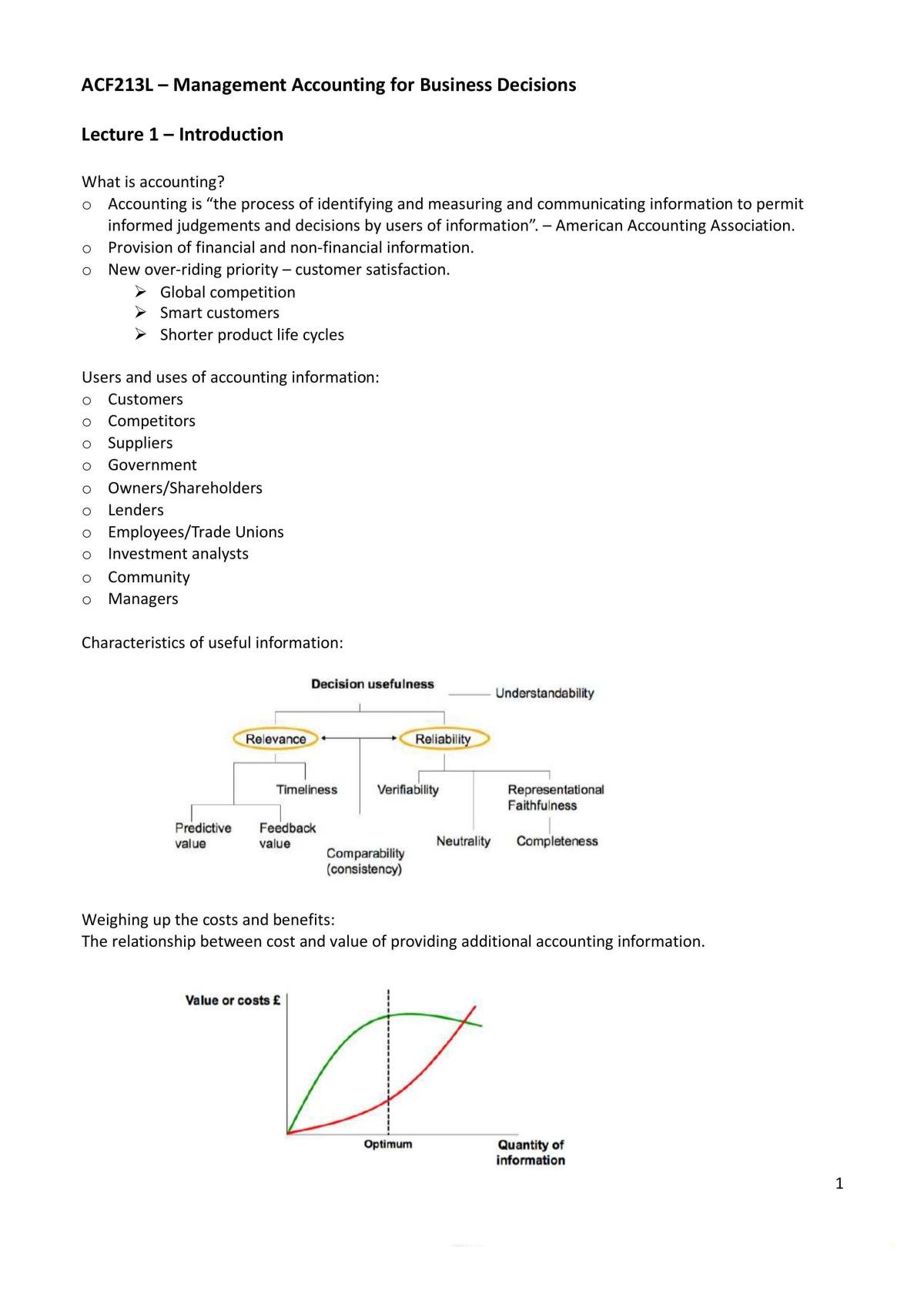Management Accounting for Business Decisions Notes - Page 1
