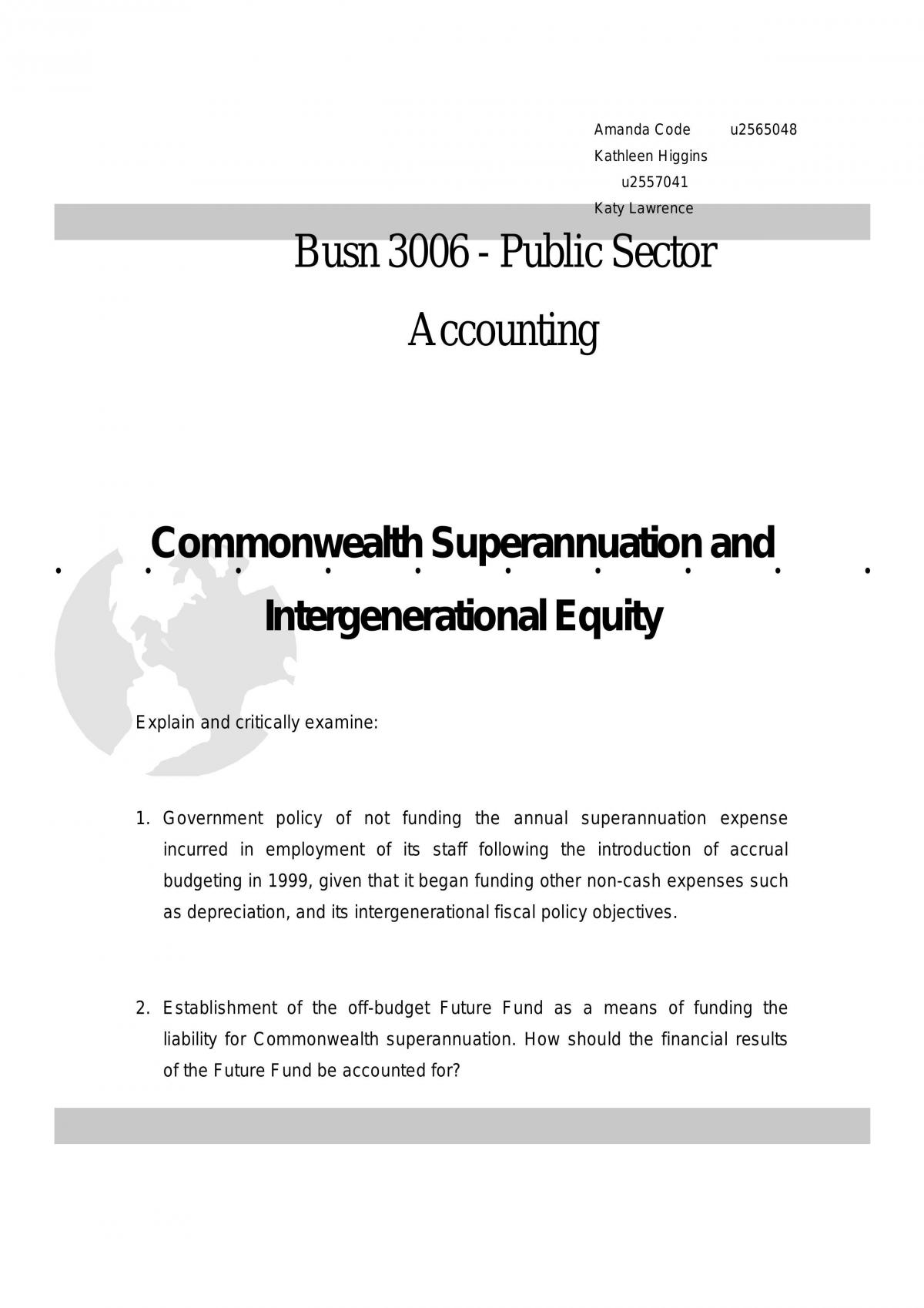 Superannuation&Intergenerational Equity - Page 1
