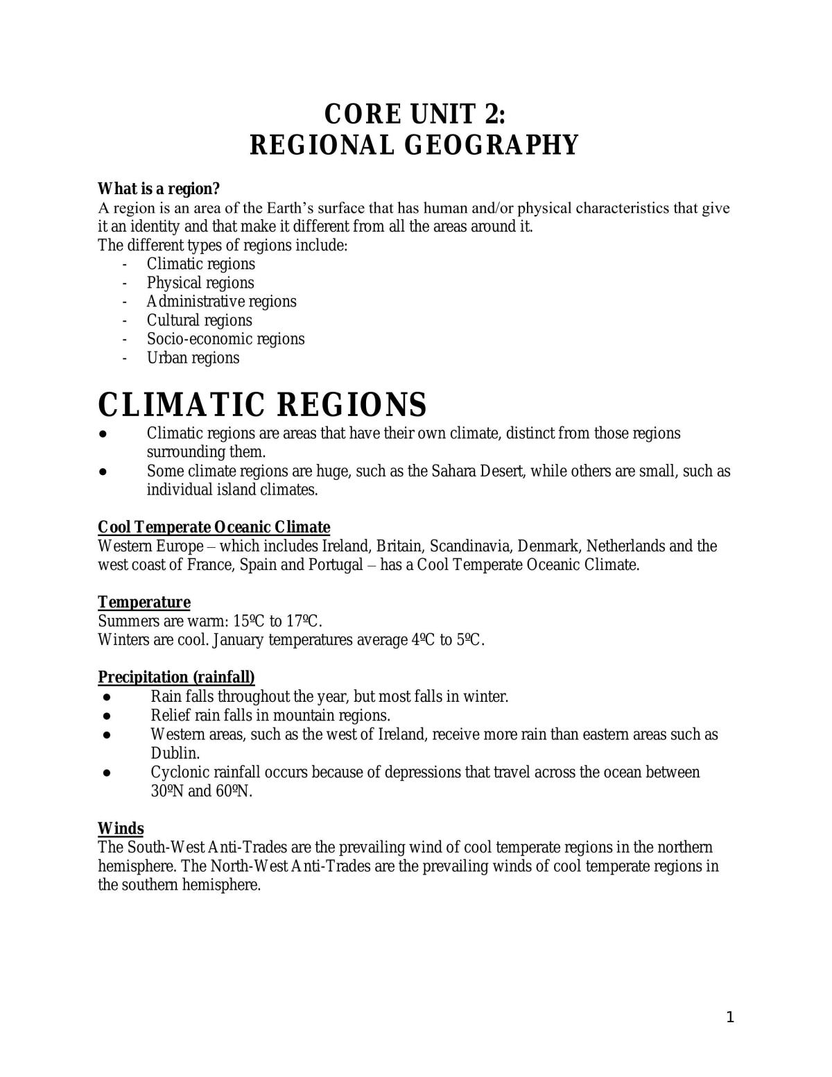 Complete H1 Guide to Regional Geography  - Page 1
