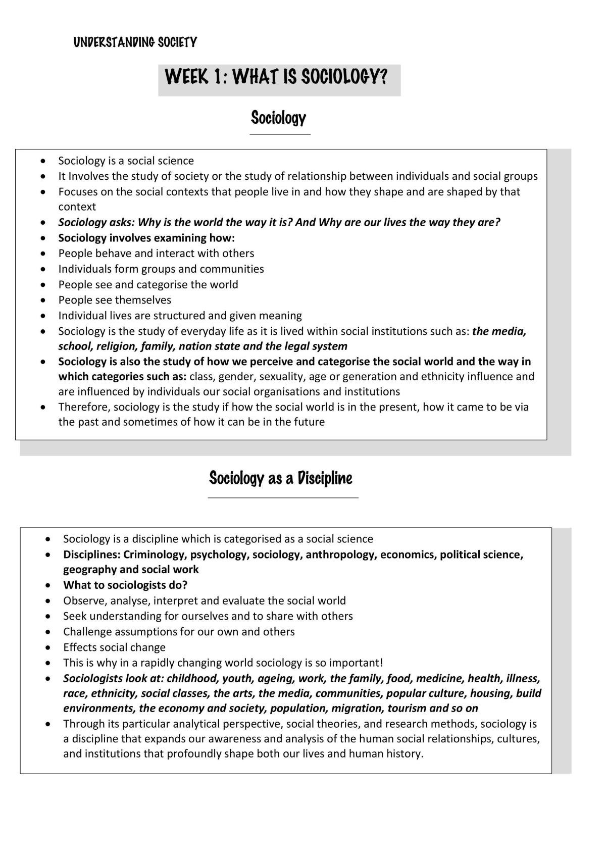 Understanding society notes - Page 1