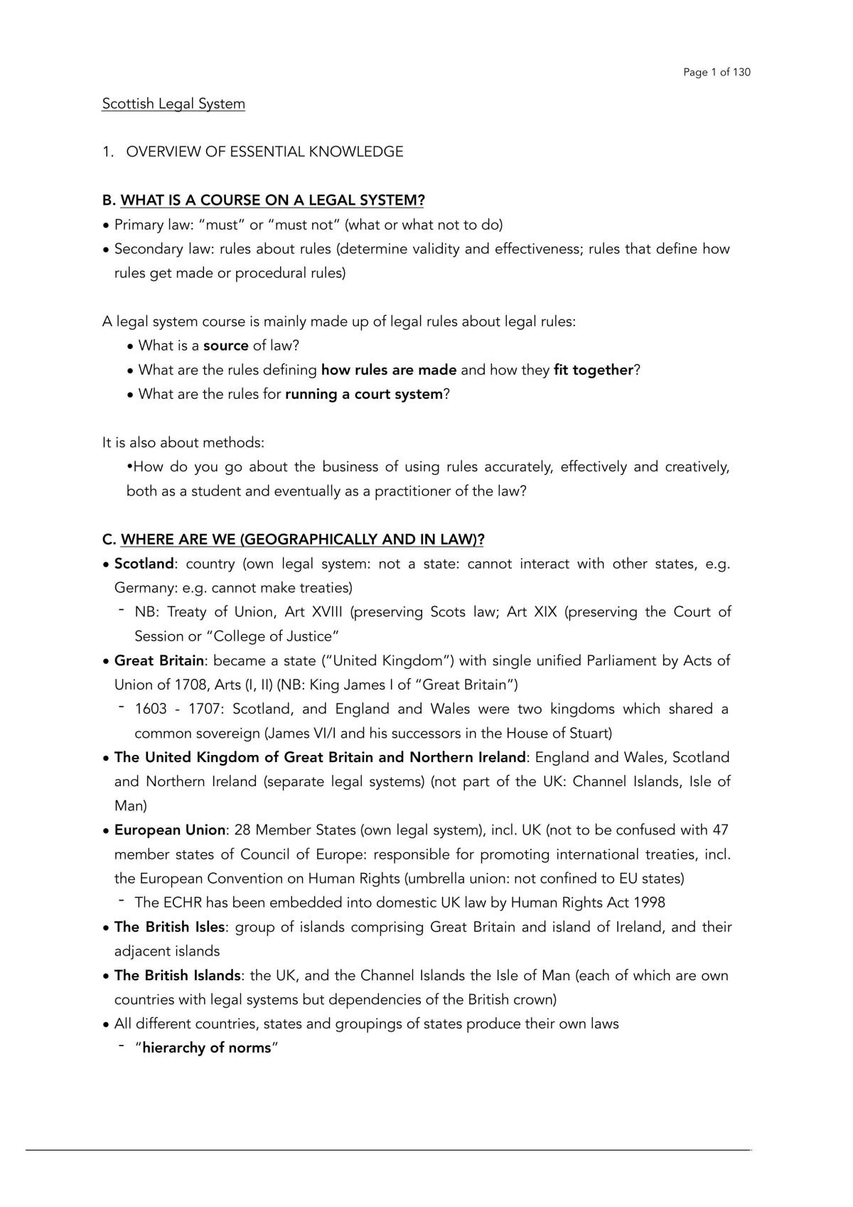 Scottish Legal System Course Notes - Page 1