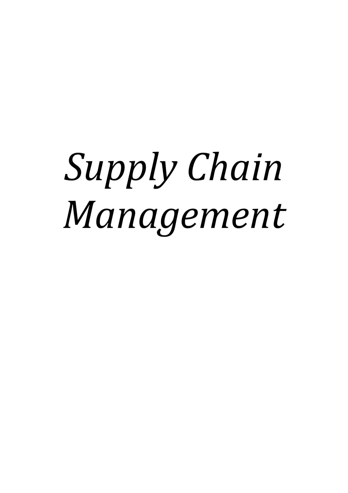 Supply Chain Management Summary - Page 1