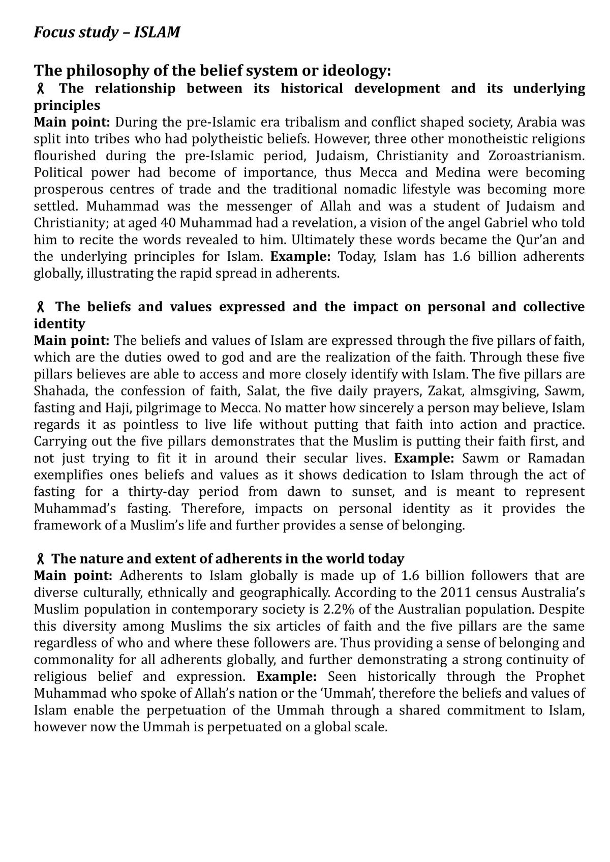 Focus Study Notes on: Islam - Page 1