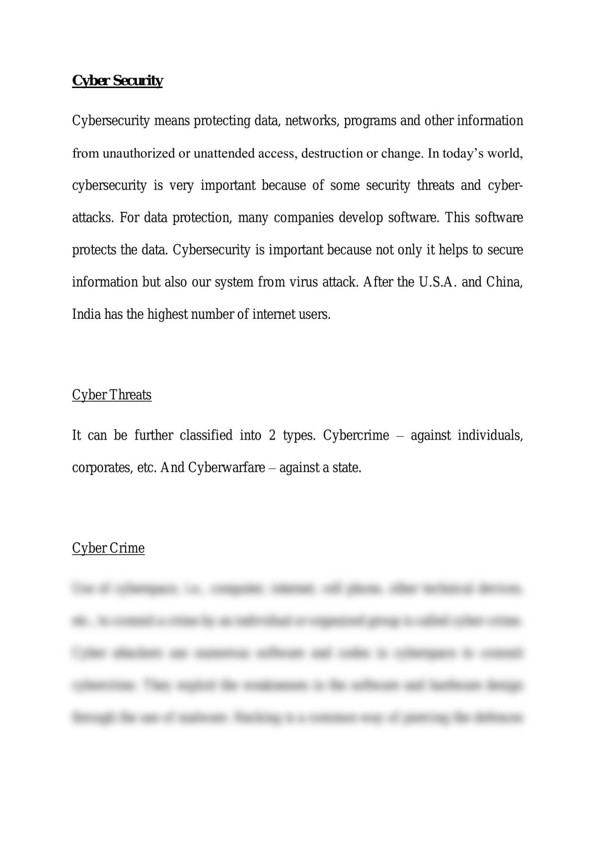 Cyber Security Essay - Page 1