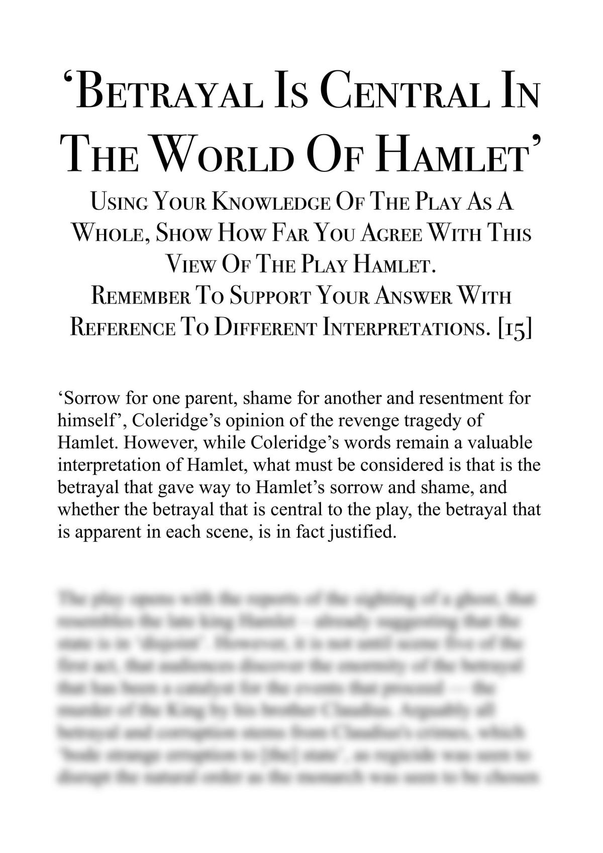 hamlet essay on betrayal