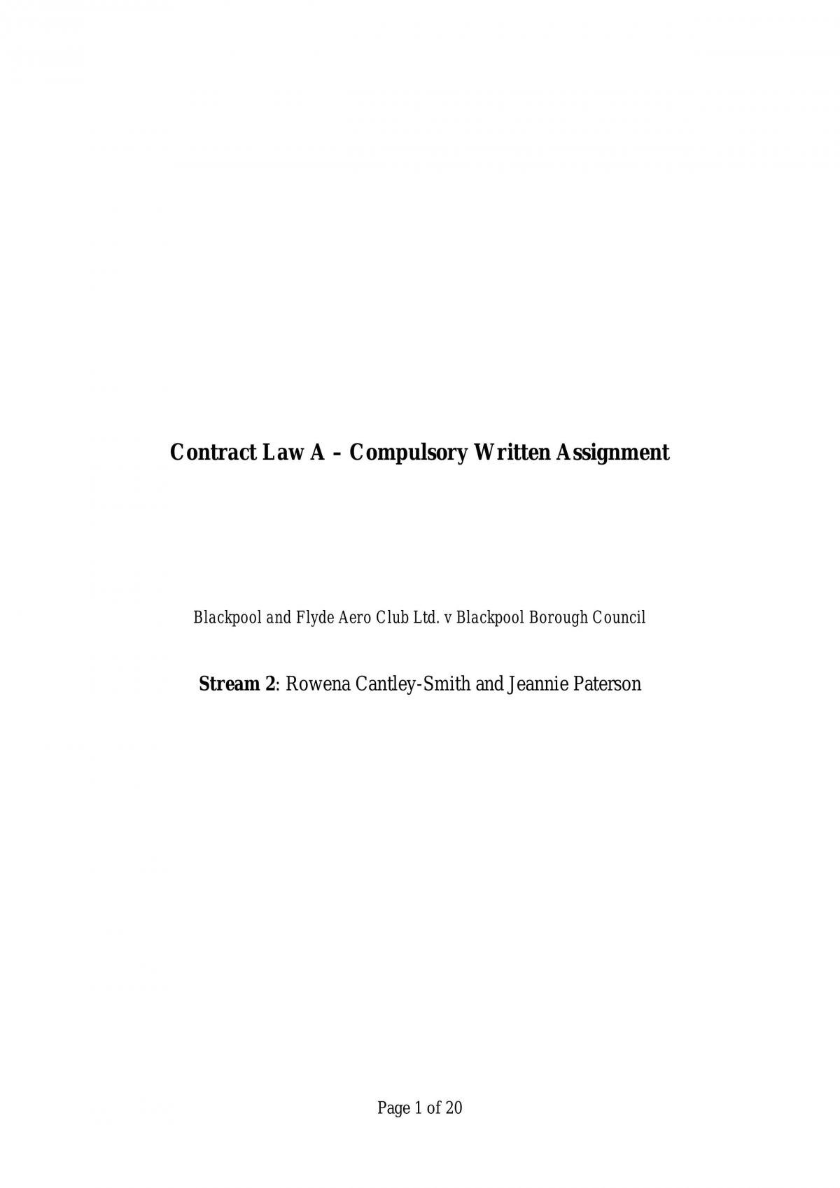 Contract Law A Case Study Assignment - Page 1