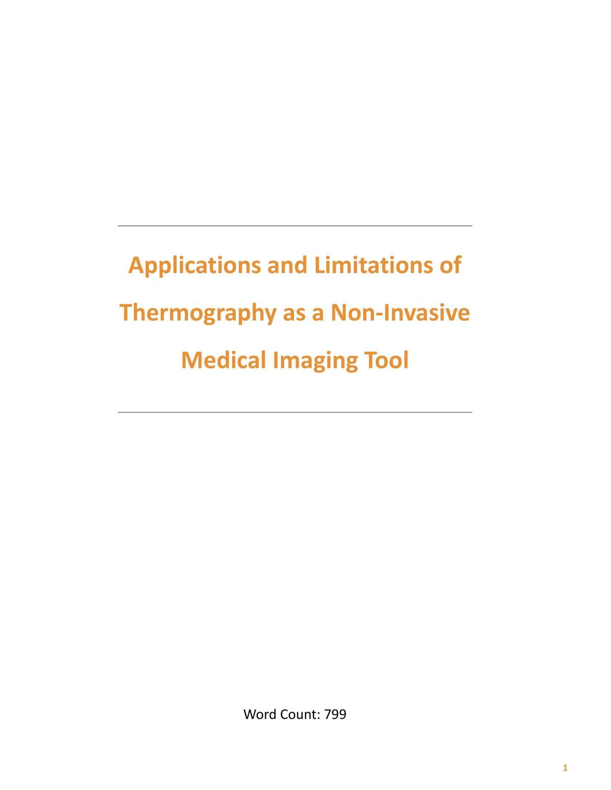 Non-Invasive Medical Imaging Tools SHE Task - Page 1