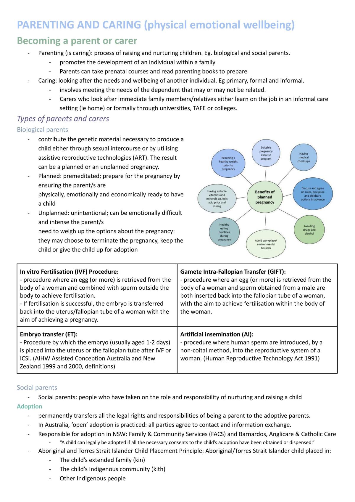 Parenting and Caring Notes - Page 1