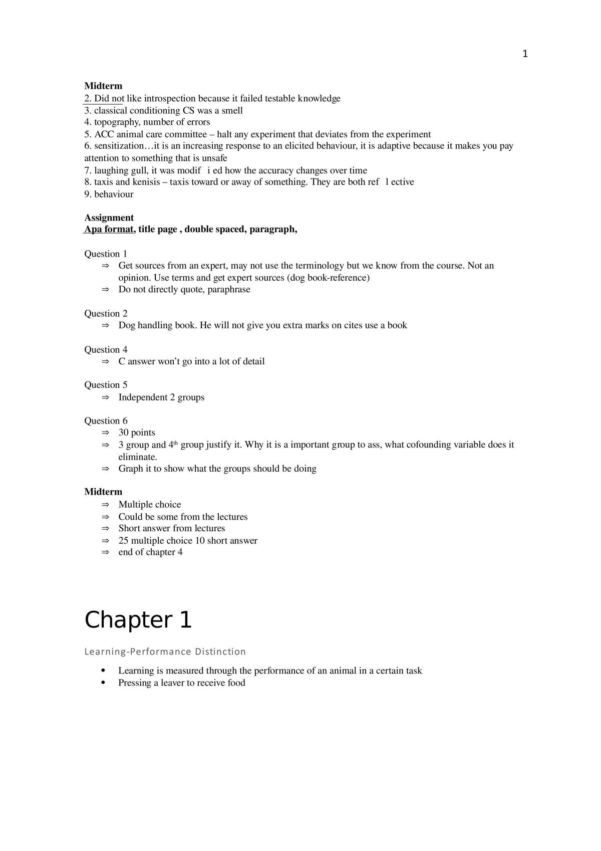 Learning Final Exam Notes - Page 1