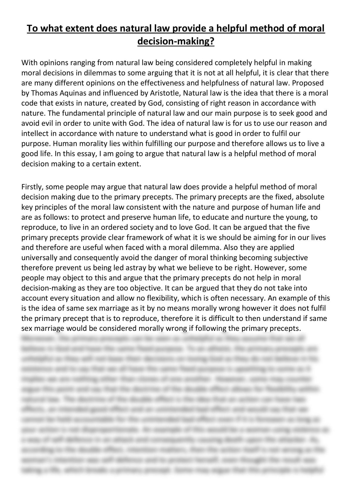 Natural Moral Law Essay - Page 1