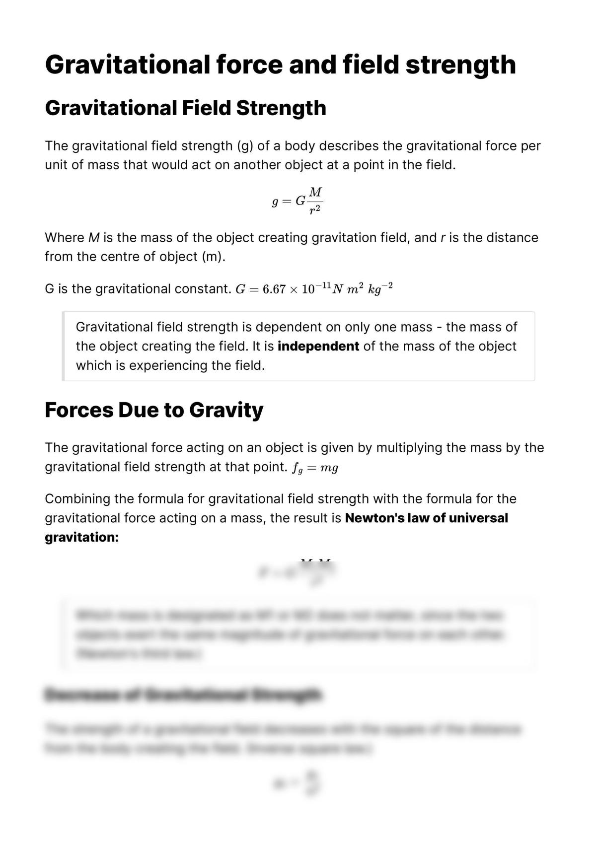 Gravitational Fields Notes - Page 1