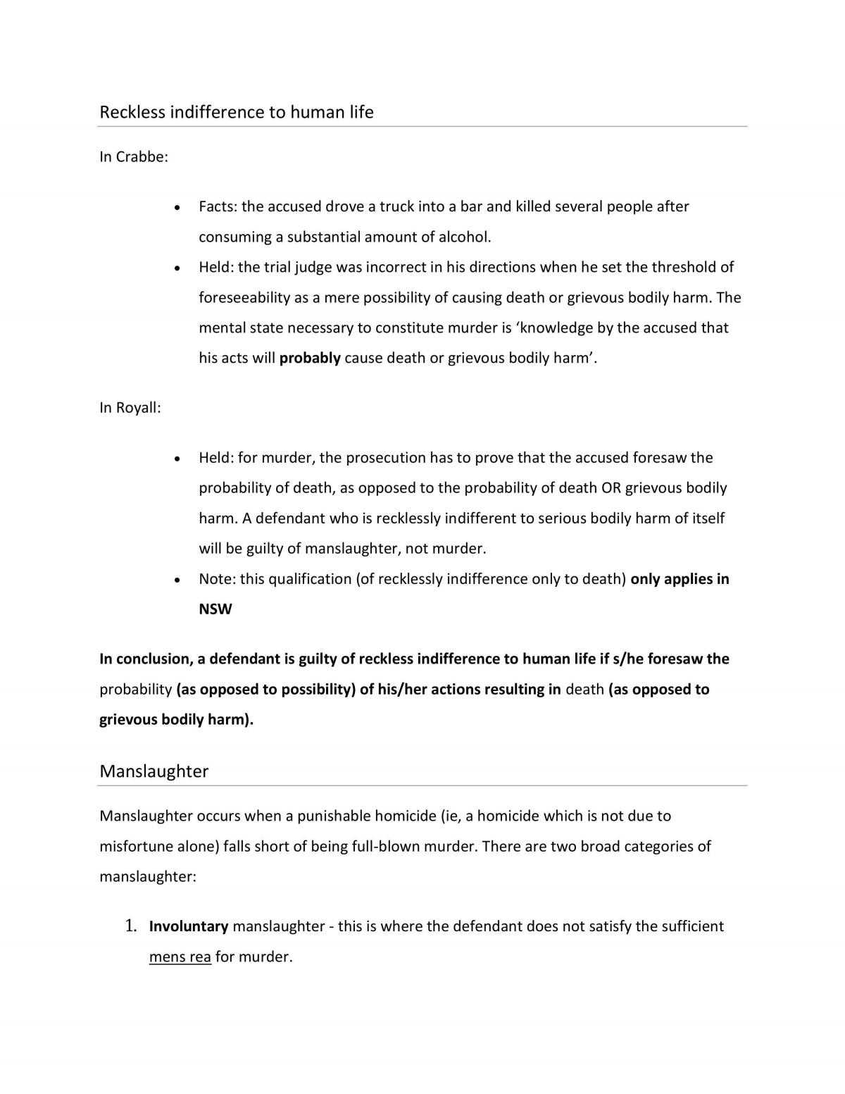 Notes on involuntary manslaughter - Page 1