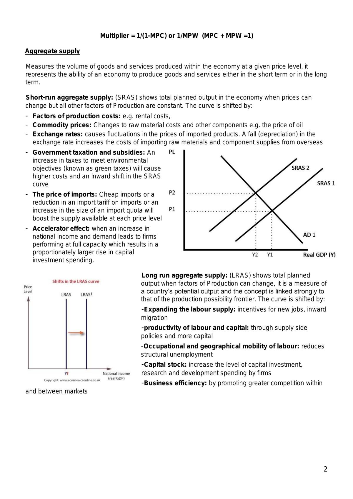 A Level Economics Full Subject Study Notes - Page 2