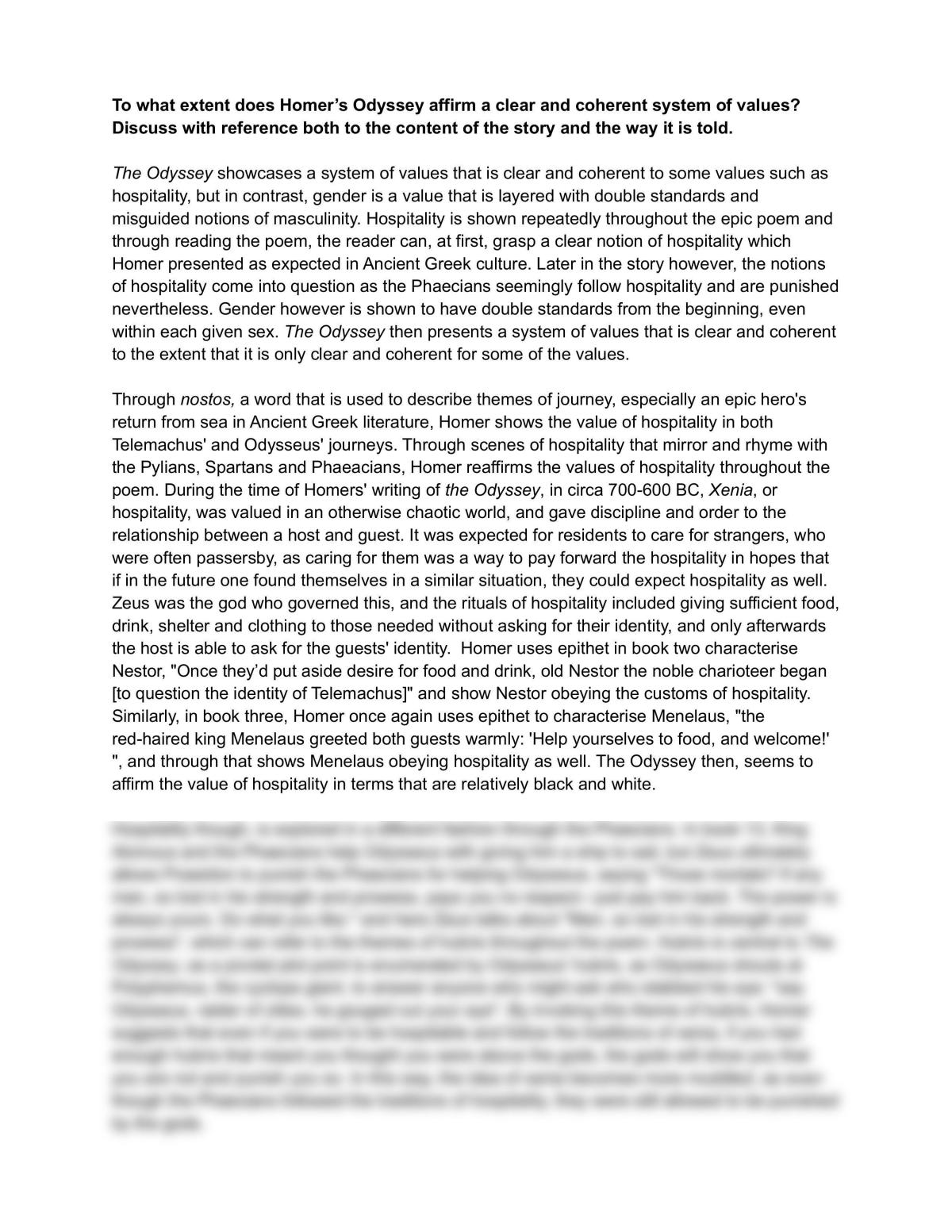 Essay on The Odyssey - Page 1