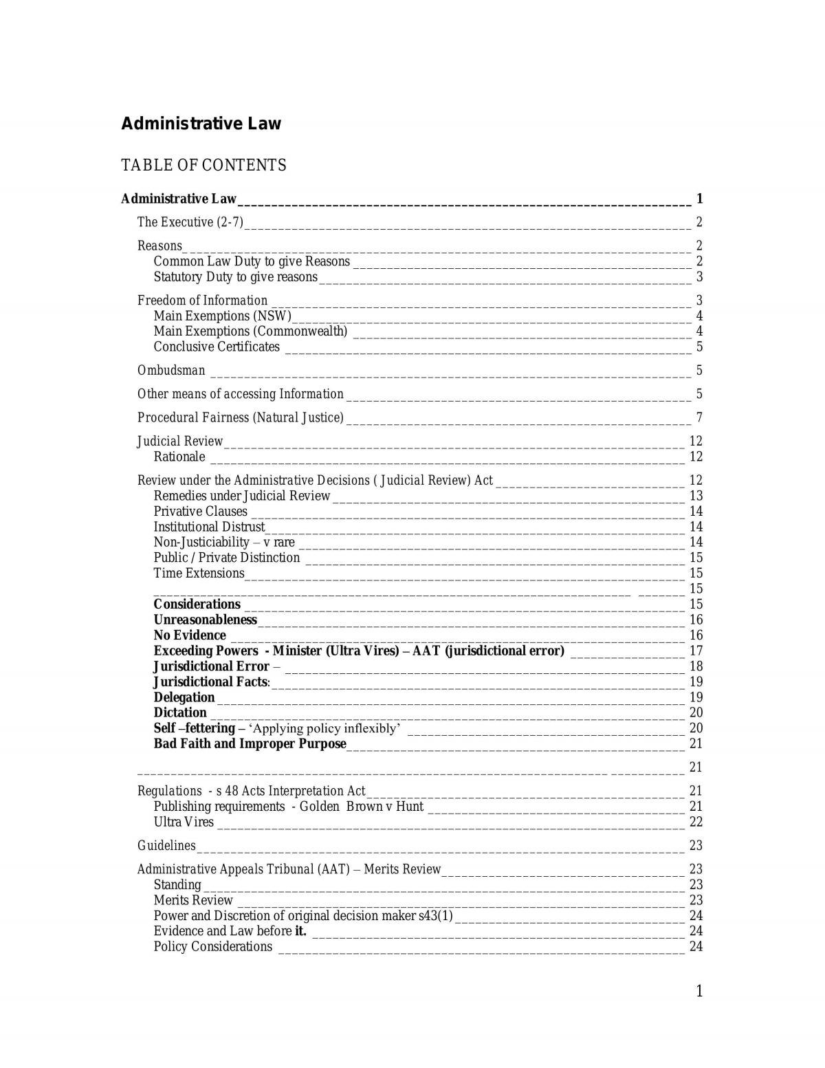 Notes for Admin Law - Page 1