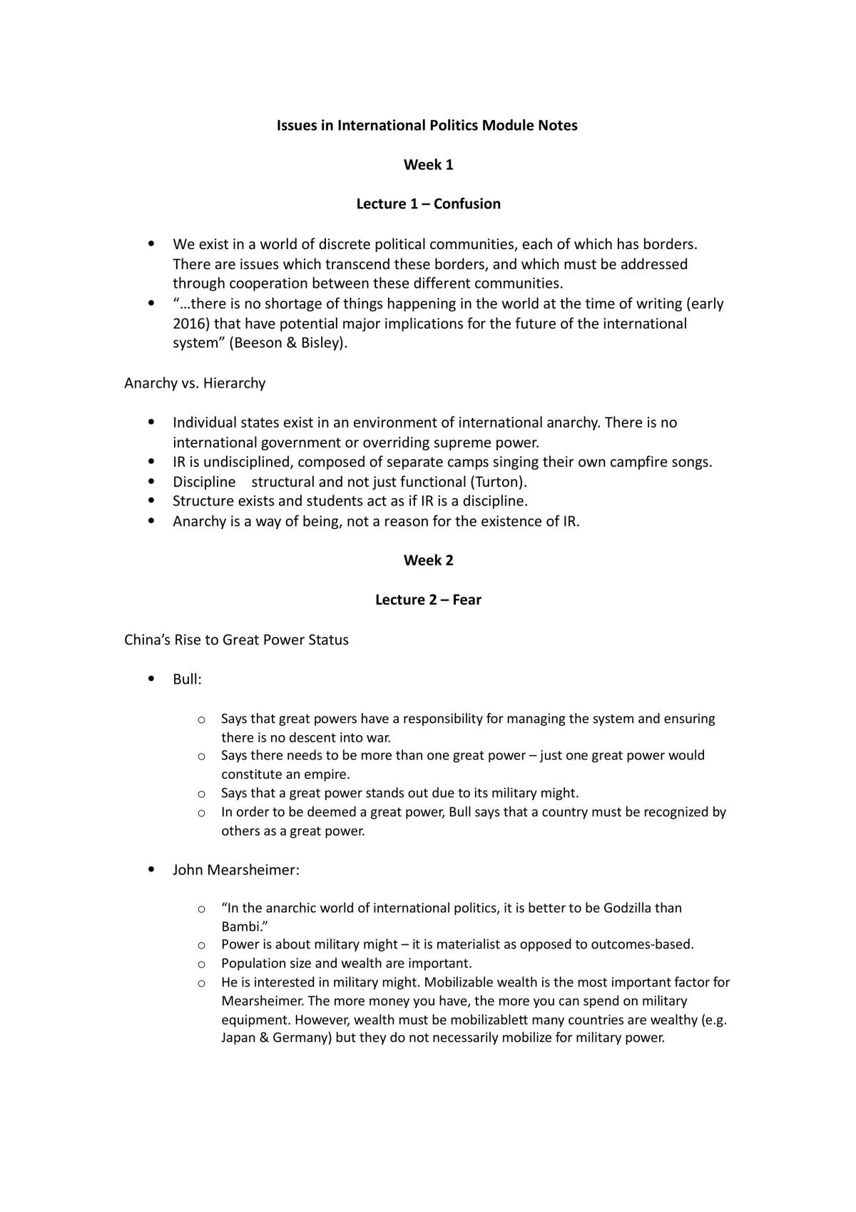Notes for Issues in International Politics - Page 1