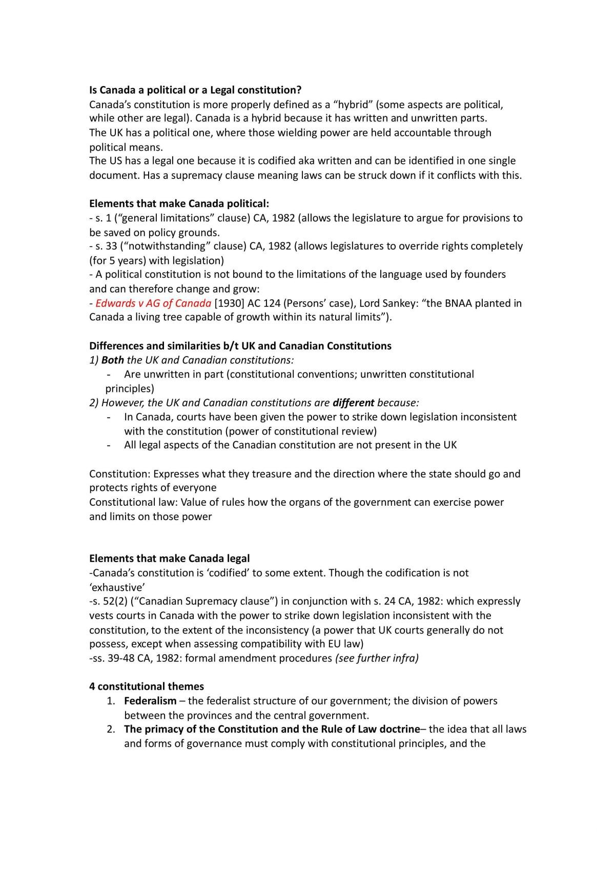 Summary of Canadian Constitutional Law - Page 1