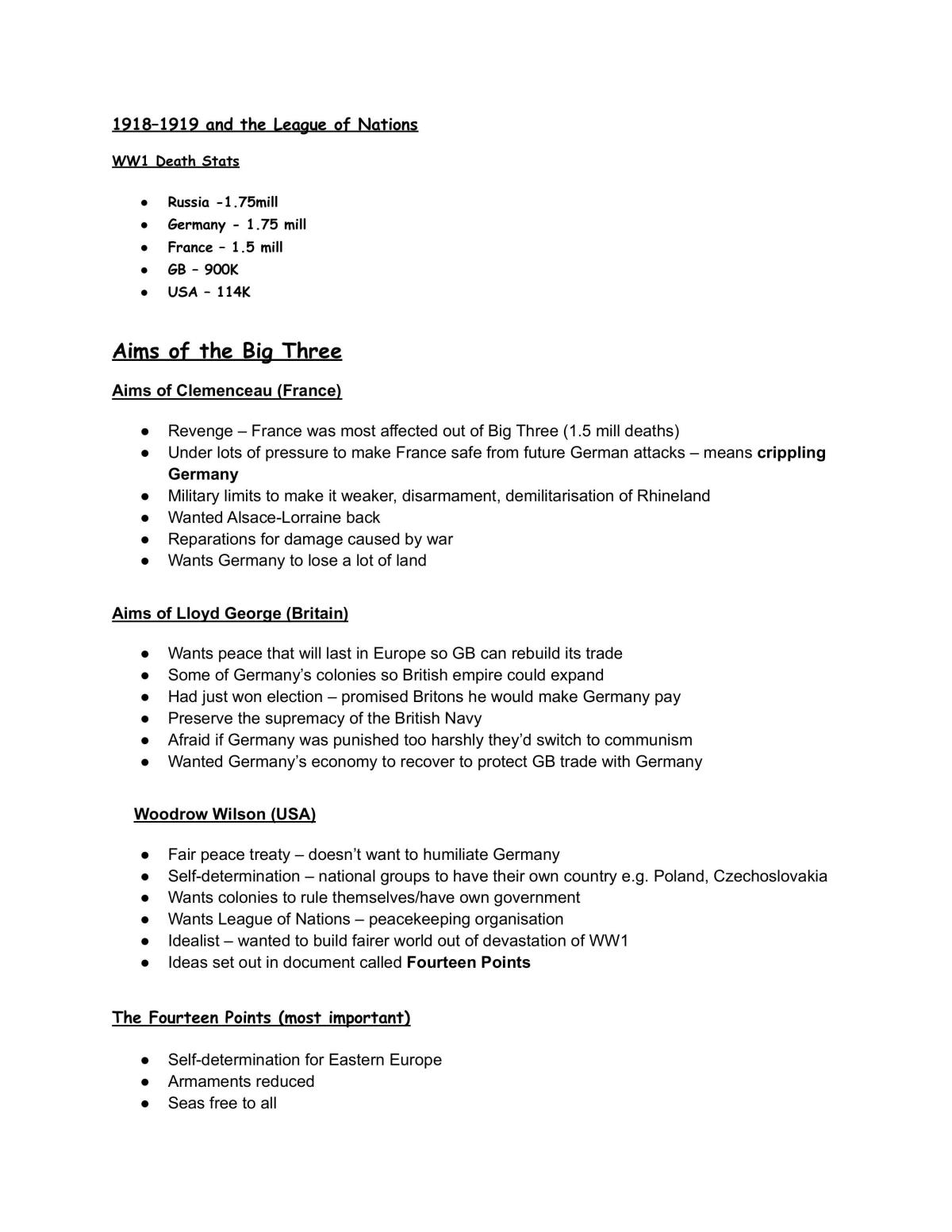GCSE AQA History study notes - Page 1