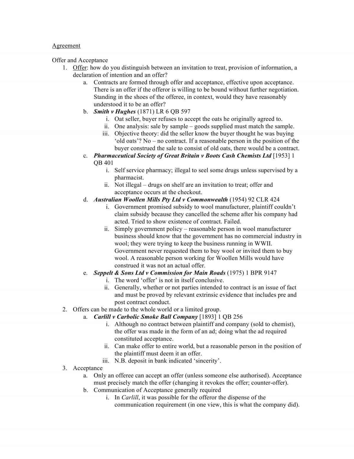 Contracts Unit Summary for Final Exam - Page 1