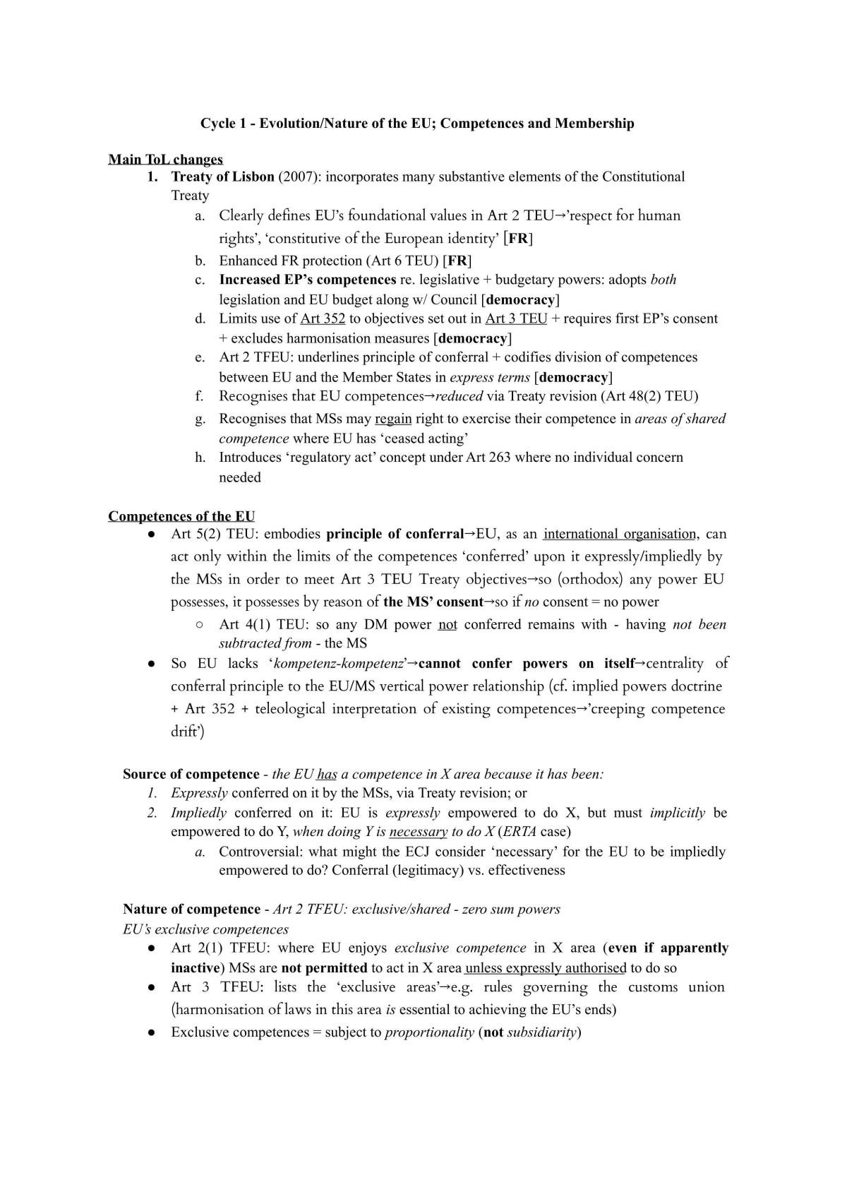 Summary of European Union Law - Page 1