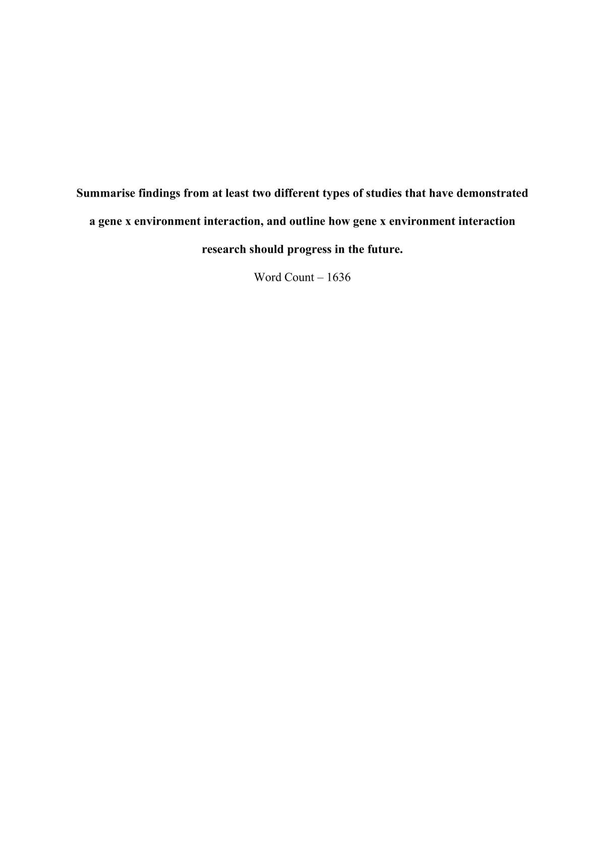 Essay discussing different gene-environment interactions - Page 1