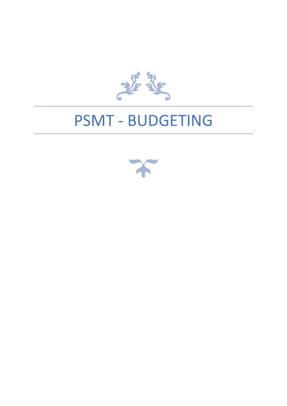 PSMT - Budgeting - Page 1