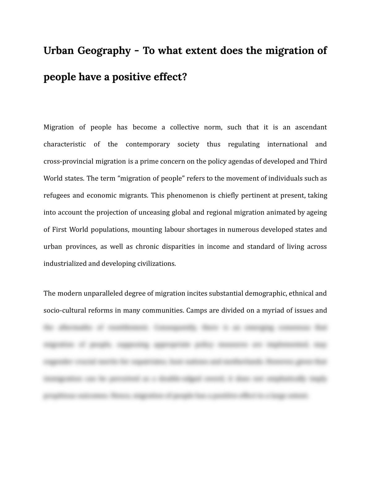 Urban geography - To what extent does the migration of people have a positive effect? - Page 1