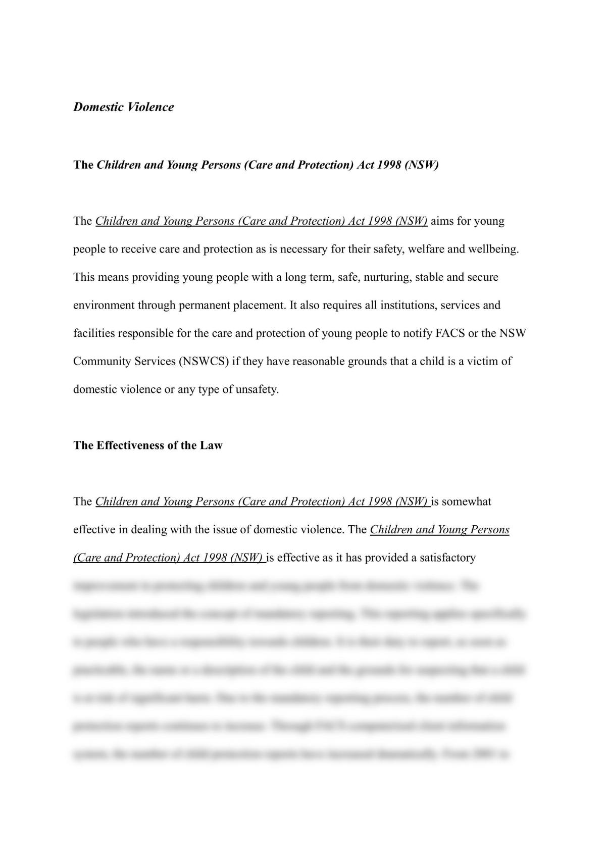 The Children and Young Persons (Care and Protection) Act 1998 (NSW)  - Page 1