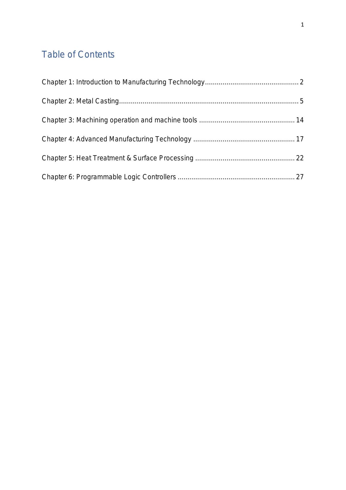 Manufacturing Technology Note - Page 1