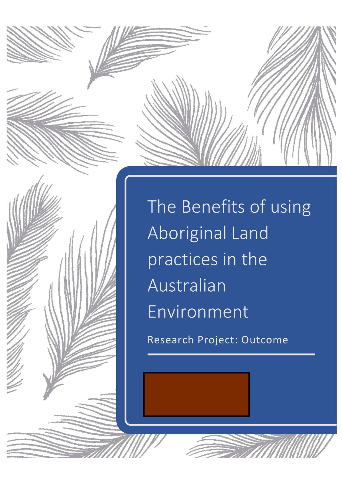 Research project letter outcome Aboriginal Land management - Page 1