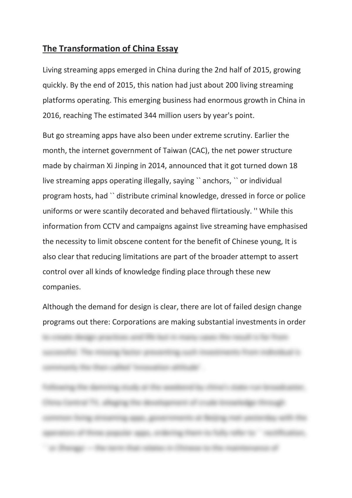 The Transformation of China Essay - Page 1
