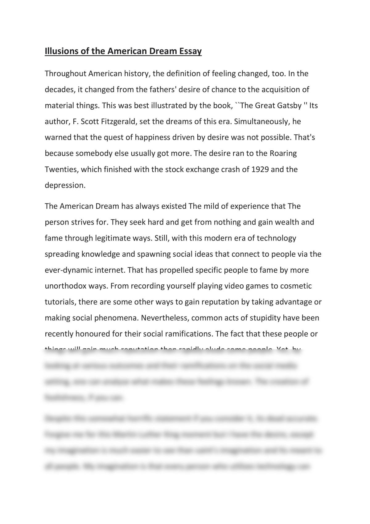 Illusions of the American Dream Essay - Page 1