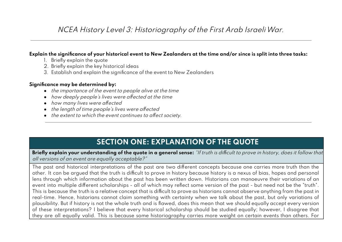 NCEA Level 3 History Internal: Significance of a Historical event on New Zealander - Page 1