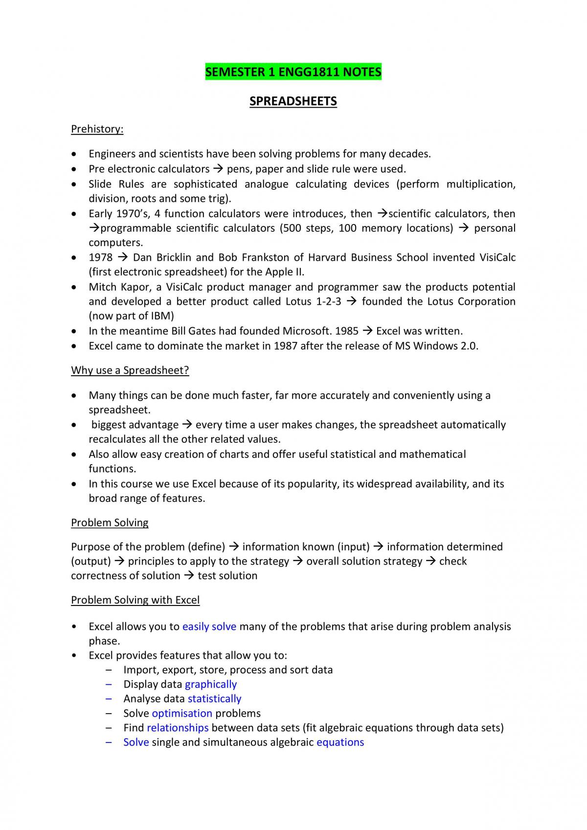Computing for Engineers Study Notes - Page 1