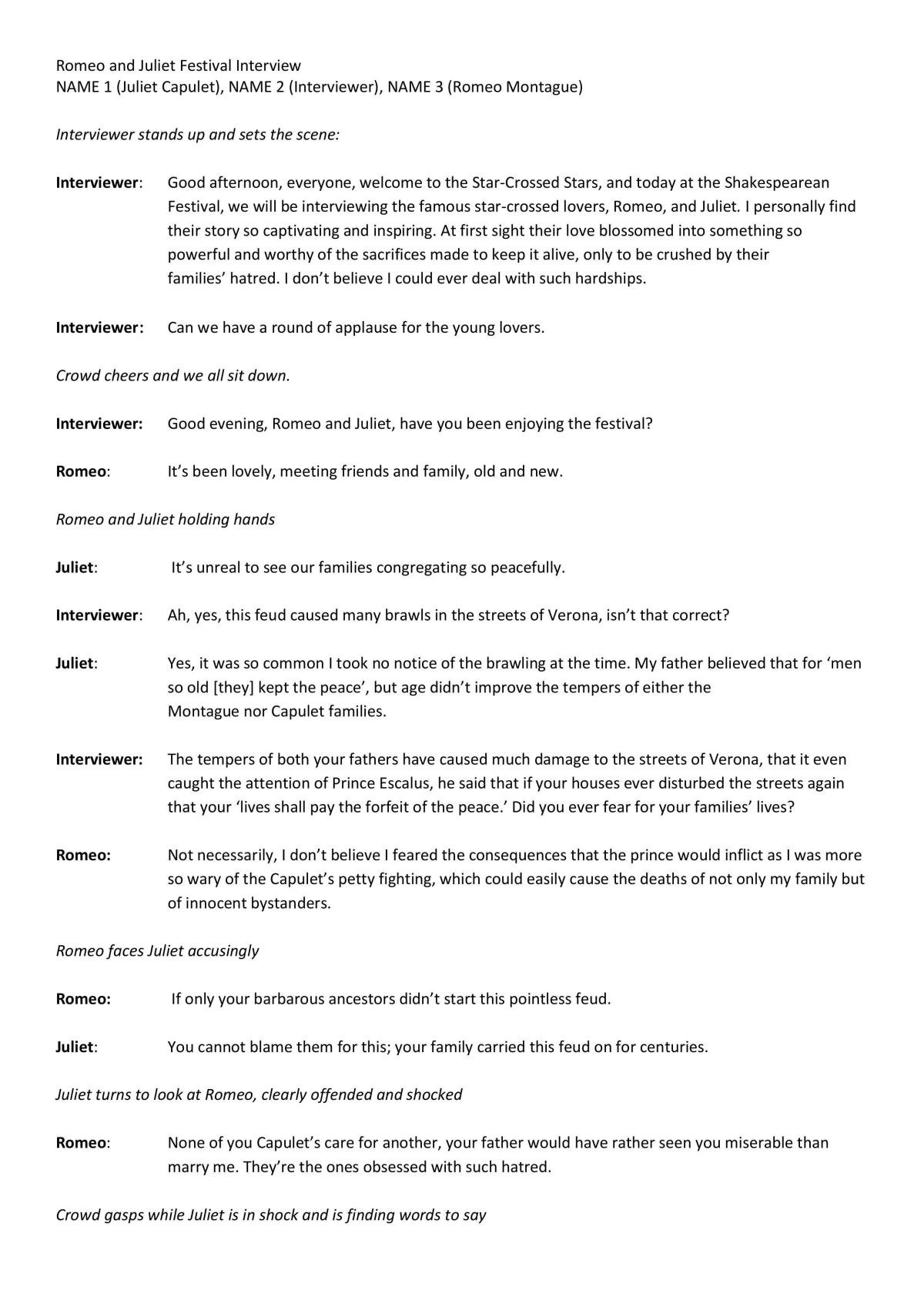 Script for Romeo and Juliet - Page 1