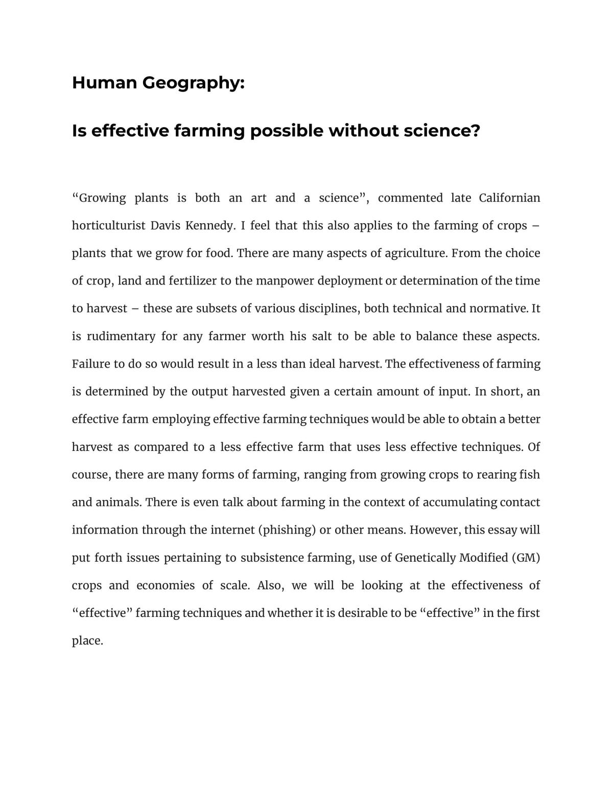 Is effective farming possible without science? - Page 1
